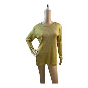 Options By Worthington Women’s Vintage Gold Shimmer Long Sleeve Sweater Size L